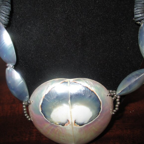 Mother of Pearl and Braided Puka Shell Necklace - Picture 2 of 5